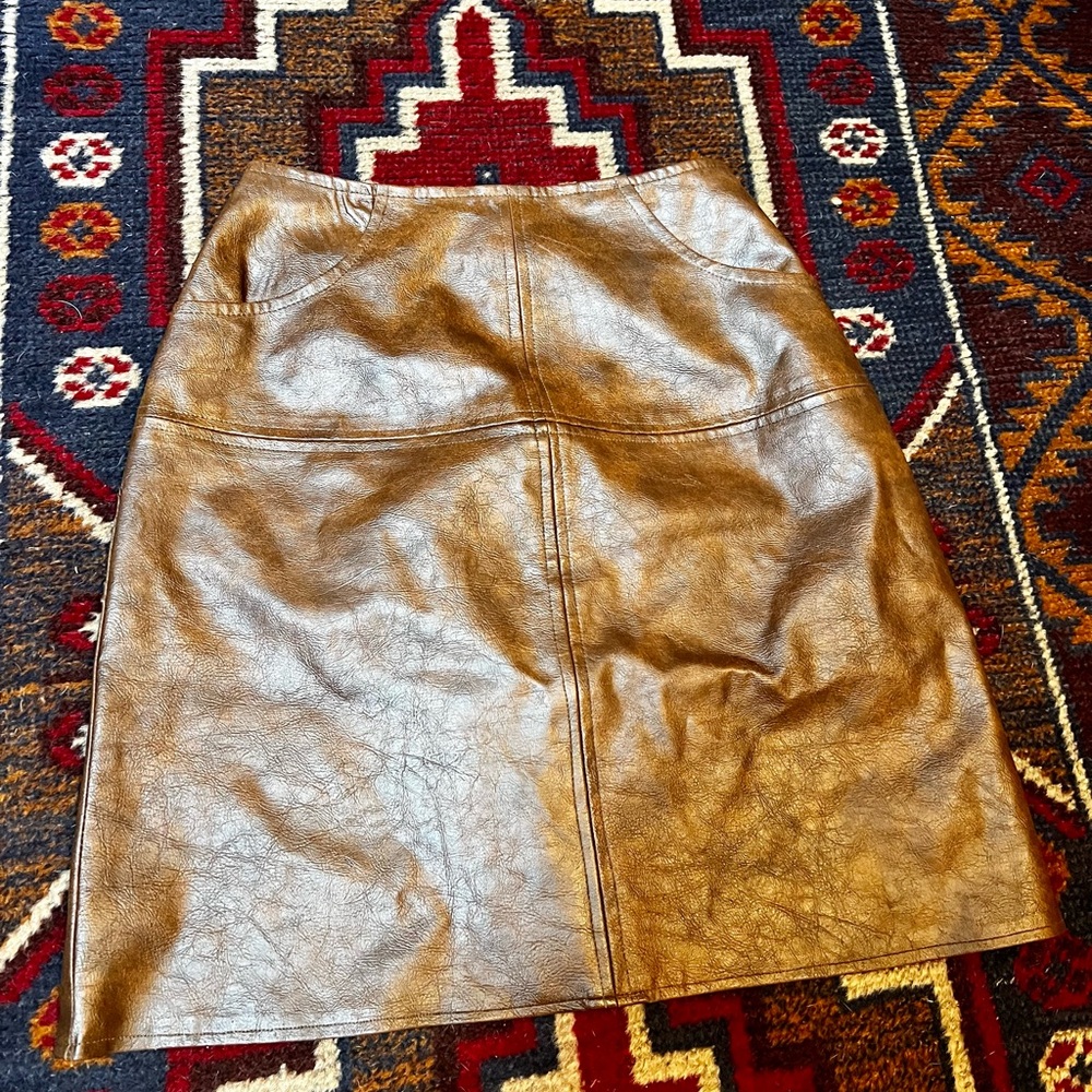 70s Vintage Leather Mini Skirt